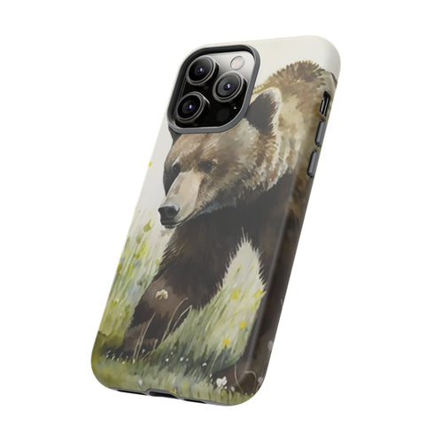 Grizzly Bear in a Field - Impact Resistant Phone Case